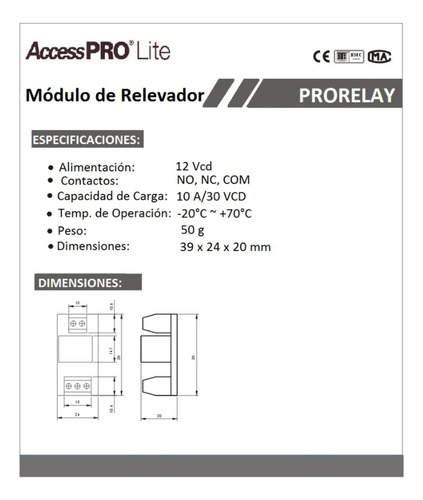 Módulo De Relevador Prorelay Accesspro / Control De Accesos