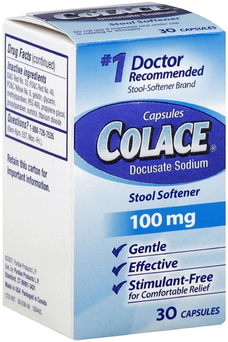 Colace Suavizante De Heces Cápsulas De 100 Mg 30 De Ea