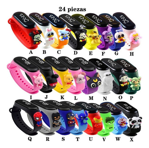 . Reloj Pulsera Led Infantil De Dibujos Animados, 24 Piezas