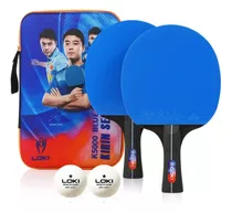 Comprar Pack X2 Paletas Loki De Ping Pong + 2 Pelotas + Estuche Color Azul-negro Tipo De Mango Fl (cóncavo)