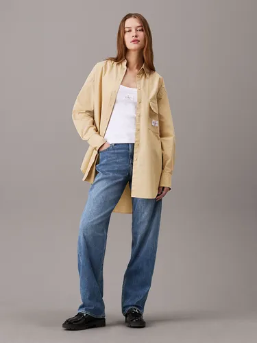 Camisa Long Cotton Utility Beige Calvin Klein