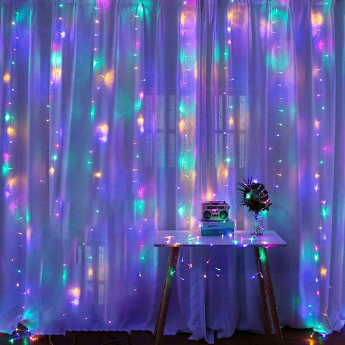 Imagen 5 de 8 de Cortina Led Rgb Conexión Usb Con Control Remoto 3x3 Mts