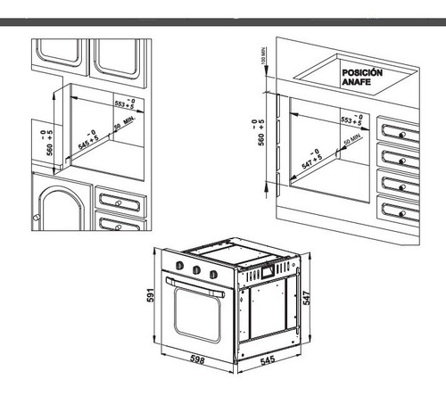 Horno empotrable eléctrico Florencia 7857F 63L negro 220V-240V