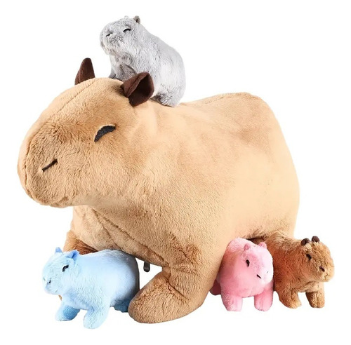 Peluche Mamá E Hijos Capibaras Excelente Calidad Y Bordado