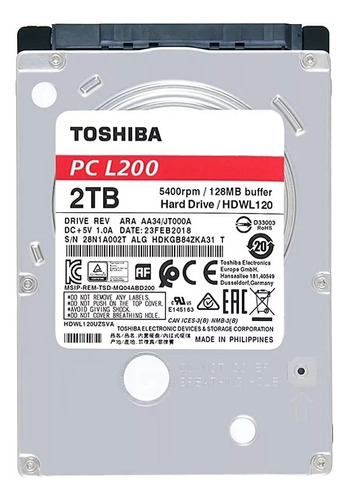 Disco Duro Toshiba 2 Tb Sata 2.5 Para Laptop, Ps4, Dvr, Xbox