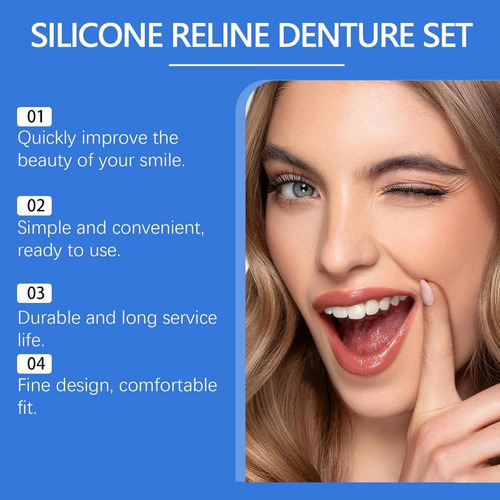 Gujuego De Dentaduras De Silicona Reline, Kit De Dentadura