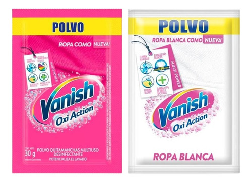 Pack 24 Vanish Polvo Ropa Color Y Blanca 30grs Cada Uno