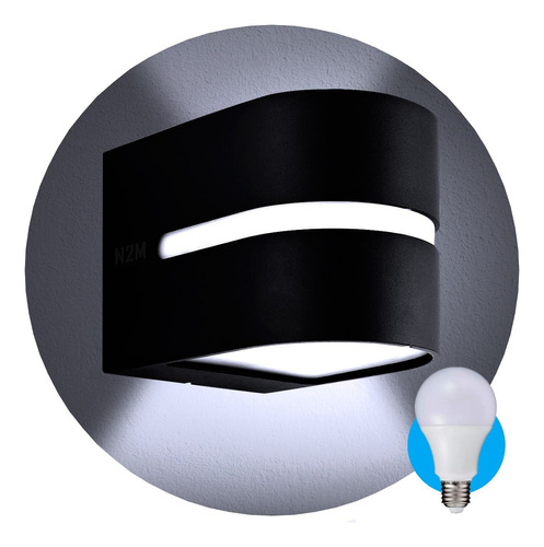 Aplique Pared Led Bidireccional 1 Foco E27-4320 + Lampara Color Negro Luz Blanco Cálido