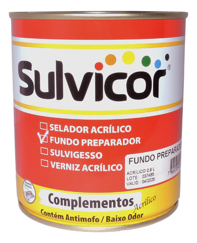 Fundo Preparador De Paredes E Gesso Base Água 900ml Sulvicor