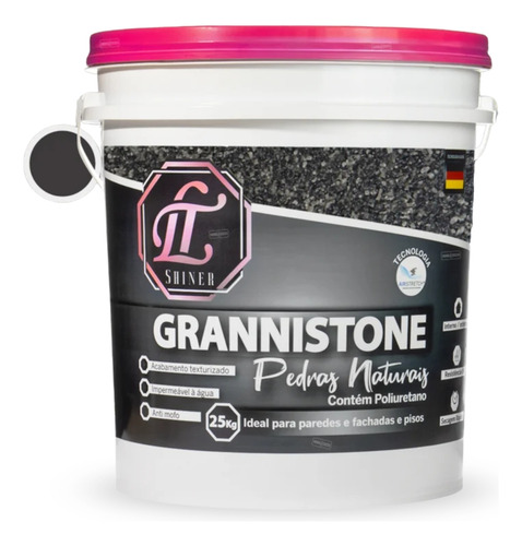 Revestimento Grannistone 25kg Cores Efeito Pedras Lt Shiner Cor Cinza São Paulo
