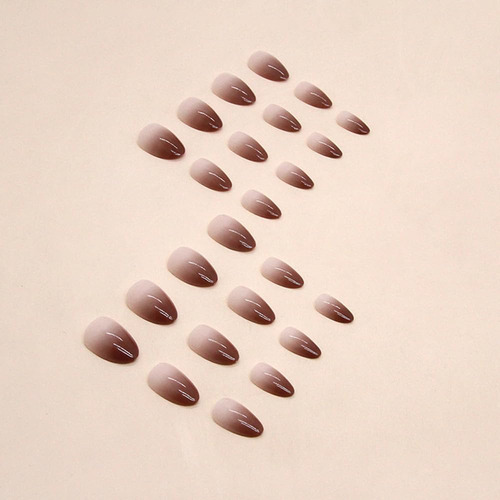 24 Pcs Marrón Ombre Prensa En Las Uñas Almendras Cortas - Ye