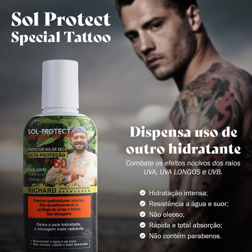 Imagem 2 de 2 de Protetor Solar Tattoo 120ml Rápida Absorção Sol Tatuagem
