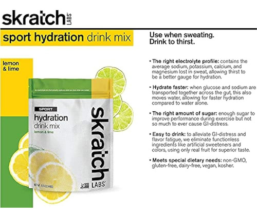 Skratch Labs Sport Hydration Drink Mix, Lemon Lime (15.5 Oz,