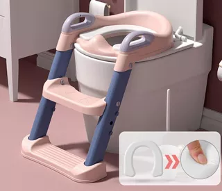 Troninho Redutor Assento Vaso Sanitário Infantil Com Escada Cor Rosa e Roxo