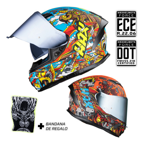 Hax Casco Integral Para Moto. Dot + Ece 06. Force Valhalla