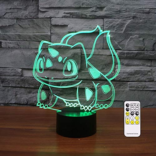 3d Bulbasaur Noche Lámpara De Juguetes Ilusión Óptic...