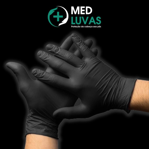 Luvas descartáveis antiderrapantes Talge cor preto tamanho M de nitrilo x 100 unidades
