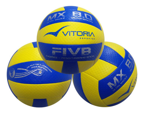 Kit 3 Bolas Volei Oficial Vitoria Mx 8.0 Pro Ultra Macia