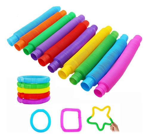 6 Poptube Tubo Fidget Tube Toys Folding Pop It Cor Colorido