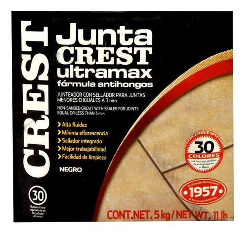 Junta Crest Ultra Max Negro 5 Kg Crest