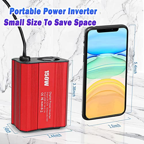 150w Power Inverter Dc 12v To 110v Ac Car Plug Adapter ...