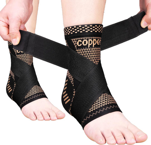 Copper Ankle Brace Adjustable Compression Sleeve (pair)-ankl