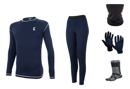 Remera Termica Calza Larga Kit Guantes + Medias + Cuello Cke