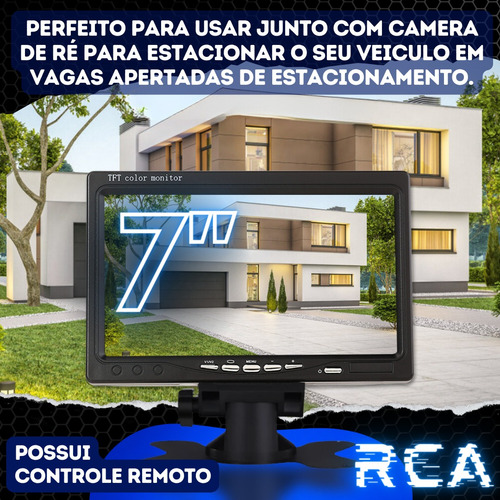 Kit Tela Monitor Display 7 Pol Lcd Tft Camera De Ré Onibus