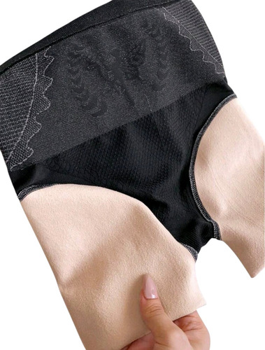 Medias Pantys Efecto Piel Con Faja Tiro Alto Negro Liso Único