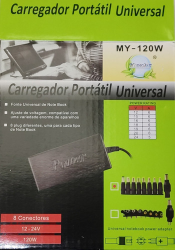 Carregador Notebook Universal Fonte 12v 19v Bivolt 120w