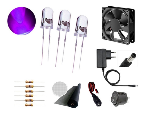 Imagem 1 de 8 de Kit Led Uv Armadilha De Mosquito Led+resistor+fonte+conector