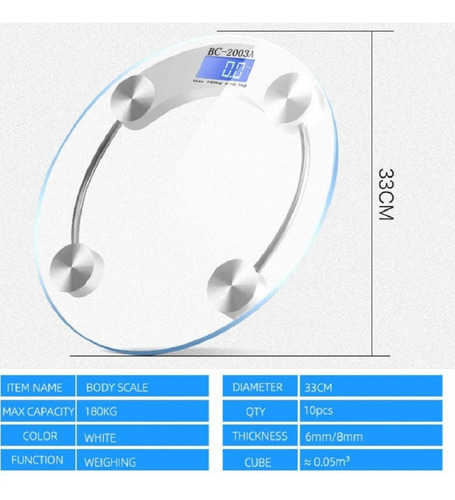 Balanza Pesa O Báscula Digital De Baño Vidrio Templado Color Transparente