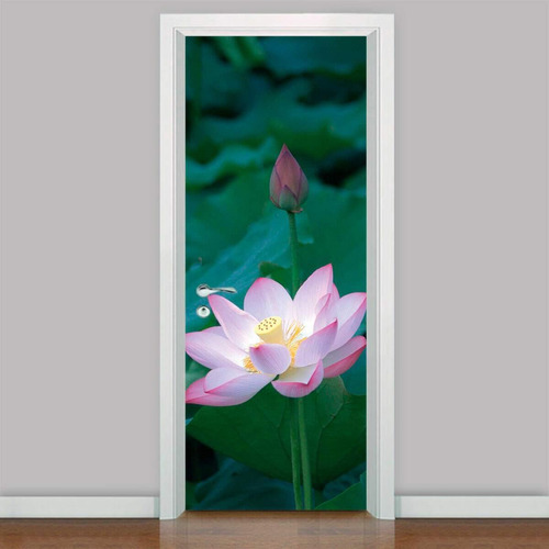 Adesivo Para Porta Florais Flor De Lótus 04-73x210cm