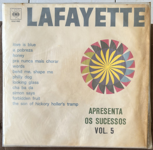 Lp Lafayette - Os Sucessos Vol. V - Raro! 1968 - Cbs Records (Usado)
