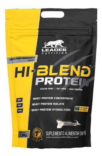 Whey Hi Blend Protein 1.8kg Sem Soja - Leader Envios Full Nf Sabor Stranberry E Banana