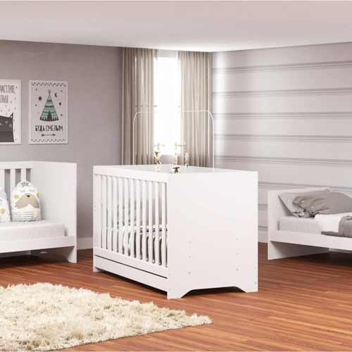 Berço Mini Cama Picolé 3 Em 1 - Branco Premium