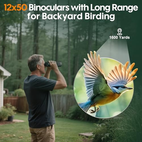 Prismáticos De Observación De Aves Hd 12 X 50, Visión Clara