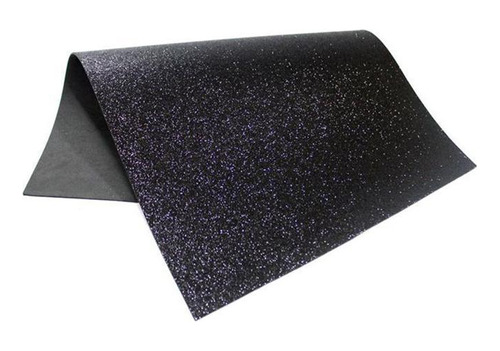 Kit 5 Folhas Eva Preto Glitter Textura Homogênea Lavável