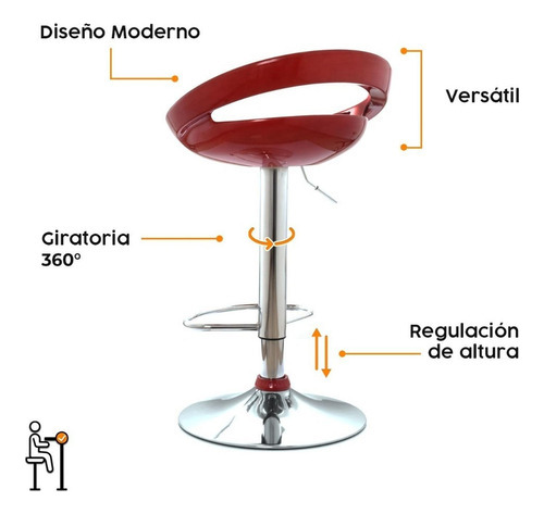 Banco Para Bar Bonno Giratoria Aster Ii Color Rojo