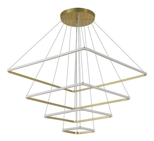 Lustre Pendente Nordecor Inverse 2171-1 Quadrado Dourado Cor Bronze 110V/220V