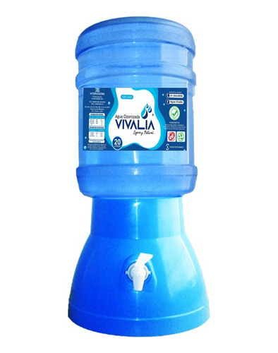 Dispensador Celeste + Bidón De Agua Vivalia 20 L + Envase