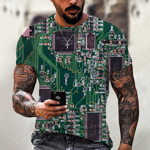 Máquina De Camisetas Para Hombre Hip Hop Electronic Chip 3d