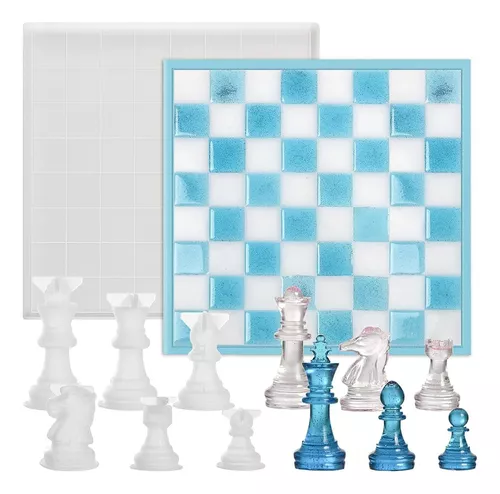 Molde de silicone de xadrez de joias, conjunto de moldes de resina de  silicone de tabuleiro de xadrez com peças de xadrez moldes de damas para  jogo de festa em família, artesanato