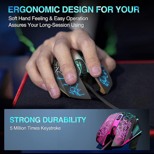 Ratón Bengoo Rgb Retroiluminado Gaming Negro
