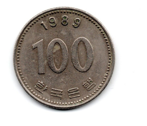 Corea Del Sur Moneda 100 Won Año 1989 Km#35.2