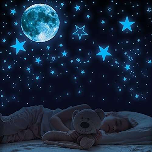 Estrellas Y Luna Autoadhesivas Incandescentes Para Niños