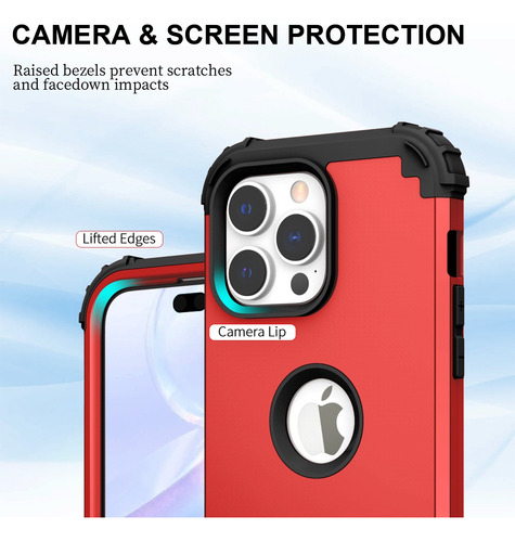Funda Para iPhone 14/pro/14plus/14pro Max 360 Uso Rudo 3en1