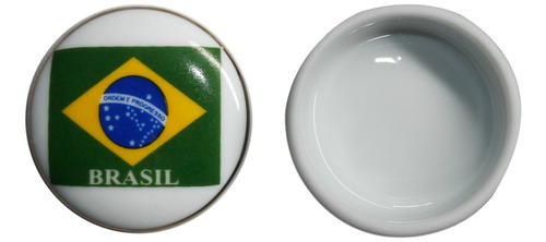Mini Porta Jóias Bandeira Do Brasil Em Cerâmica 58g 5cm C137