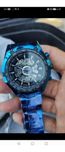 Reloj Tourbillon Automático Acero Inoxidable No Pilas Azul
