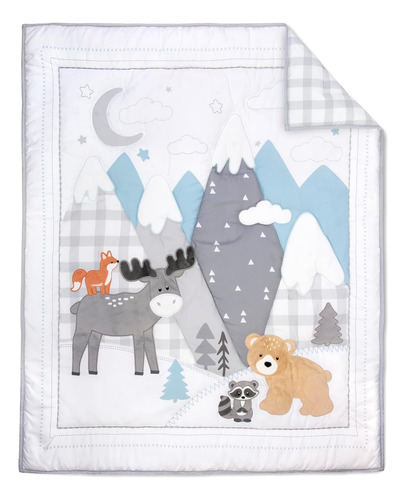 Juego De Ropa De Cama Para Cuna De Bebé De 4 Piezas (gris Al